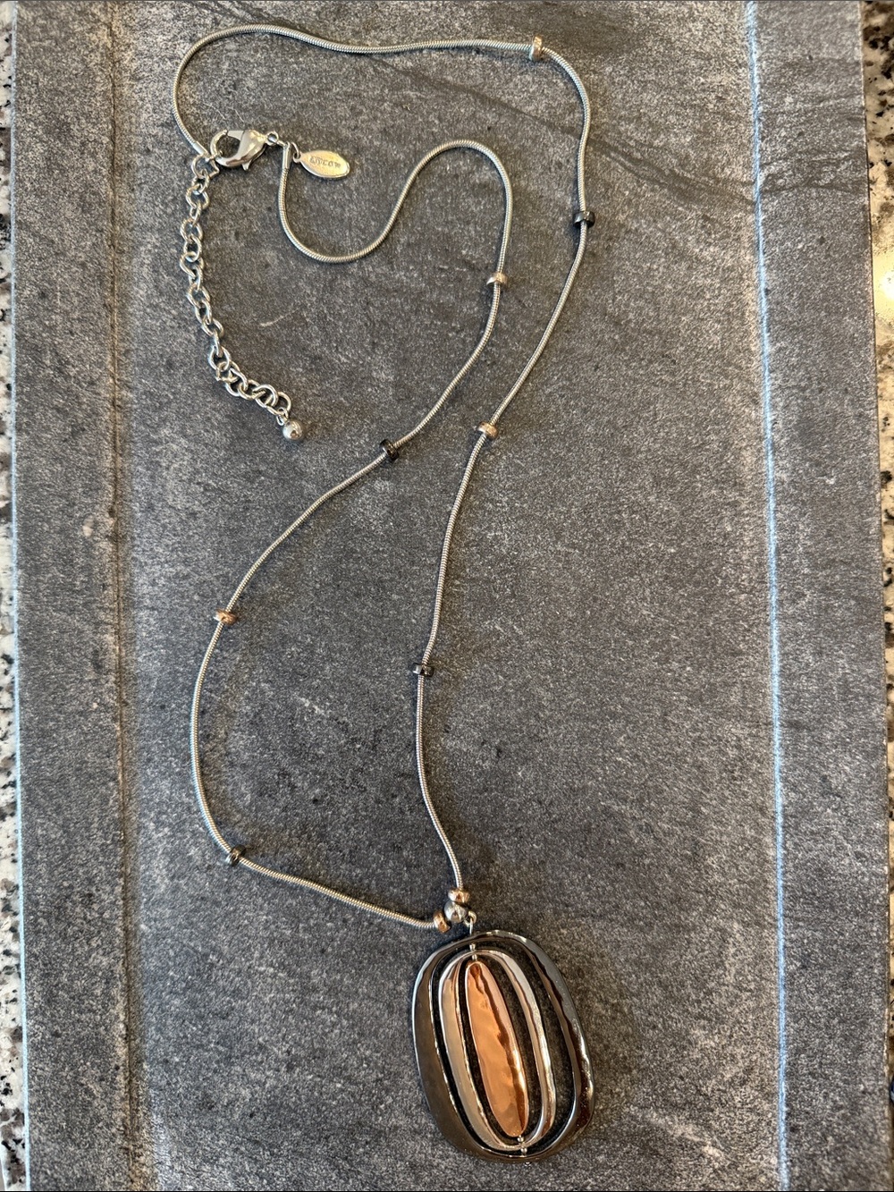 Chico’s Contemporary Mixed-Metal Pendant Necklace - Black & Rose Gold